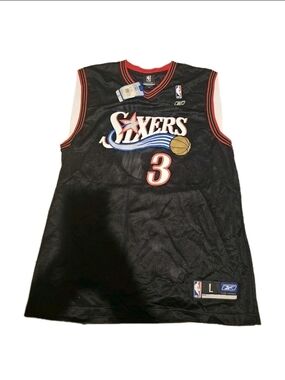 Reebok Philadelphia 76ers Allen Iverson #3 Black Mesh Jersey